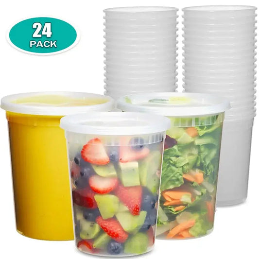 Plastic Deli Food Storage Containers with Airtight Lids 8oz-32oz Freezer Storage Containers Meal Prep Containers BPA Free 24pcs upscaleclicks