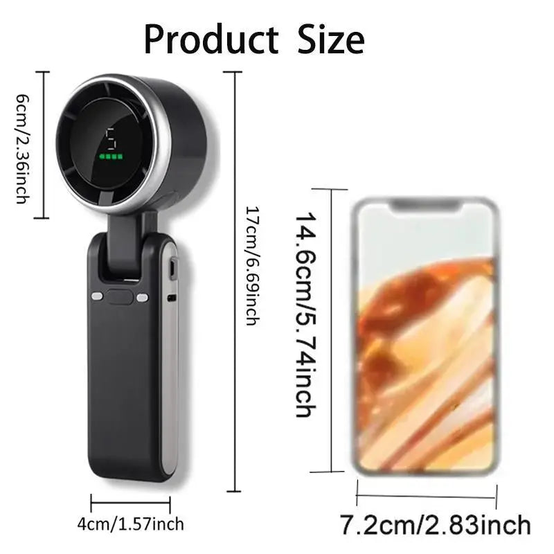 Portable Handheld Turbo Fan, 5 Gear Wind Hand Fan, Handheld Fan, Portable Mini Hand Fans, USB Rechargeable Turbo Fan, Rechargeable Pocket Fan, Foldable & Hanging Neck Fan for Outdoor & Indoor