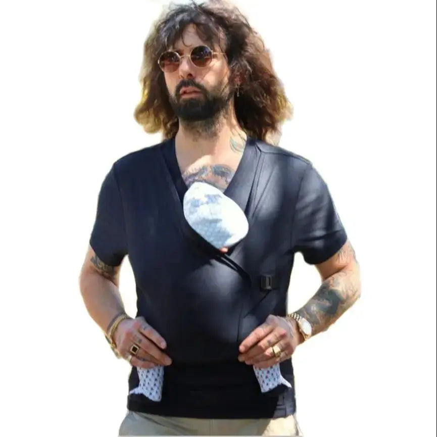 Pregnant Woman Tops Baby Safety Kangaroo Pocket Carrier Clothes Summer Mother Father Babysitting Feeding Parenting T-Shirt New upscaleclicks