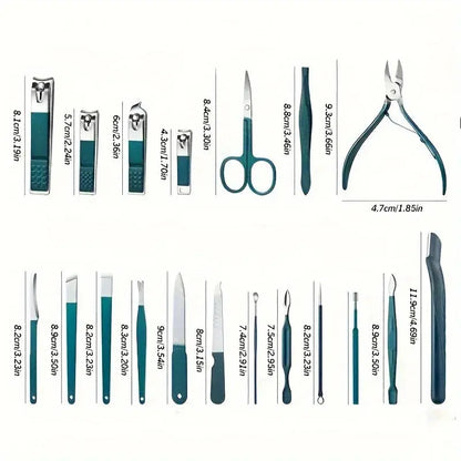Professional 7/10/12/18 Piece Nail Care Kit Stainless Steel Manicure & Pedicure Set Nail Clipper Set with Travel Case upscaleclicks