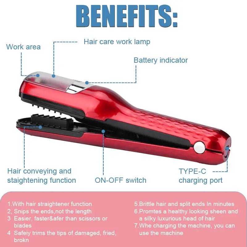 Rechargeable Cordless Split Hair Trimmer Hair Split Ends Trimmer Remover Damaged Hair Repair Hair Care Treatment Portable Home upscaleclicks