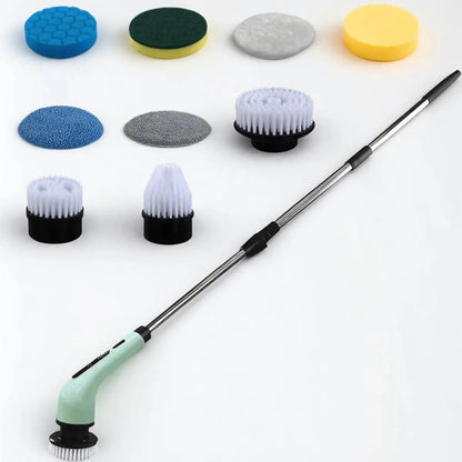 Rechargeable Electric Spin Scrubber with 9 Replacement Heads Adjustable Extension Rod and Gloves for Cleaning upscaleclicks
