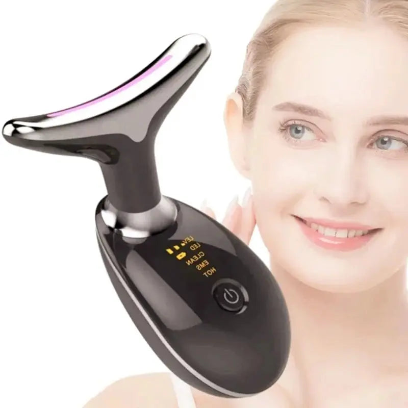 Rechargeable LED Tricolor Facial And Neck Massage Instrument Firming And Tightening Face And Neck Skin Beauty Skin Care Tool upscaleclicks