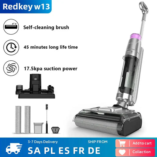Redkey W13 Wireless Wet Dry Vacuum Cleaner Multi-Surface Smart Cordless Mop Floor Washer Handheld Household Self-Cleaning upscaleclicks