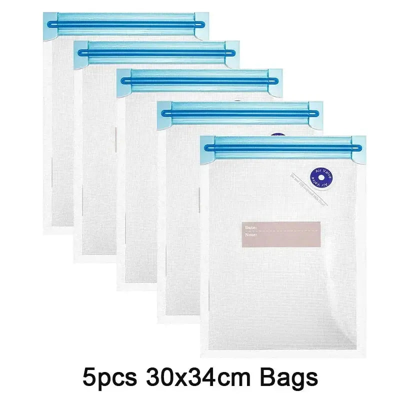 Reusable Vacuum Food Storage Zipper Bags Set Electric Handheld Vacuum Sealer Pump Sous Vide Bags USB Rechargeable BPA Free upscaleclicks
