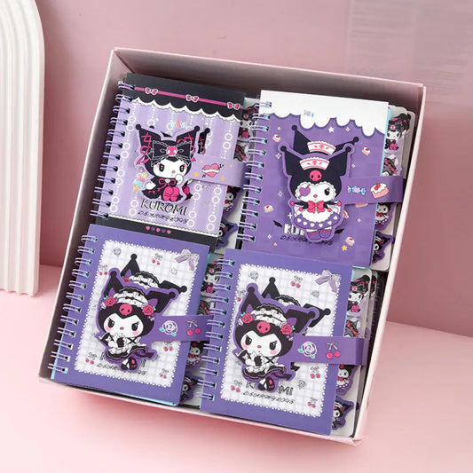 Random One Sanrio Kuromi Coil Notebook Cartoon Colour Printing Notebook Notepad Portable Magnetic Buckle Notebooks Stationery