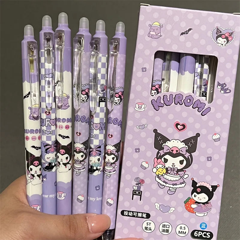 Sanrio Kuromi Press Erasable Pen Elementary School Student Moyi Wipe Cute High Beauty Kuromi Neutral Pen 0.5 Black Blue Pen
