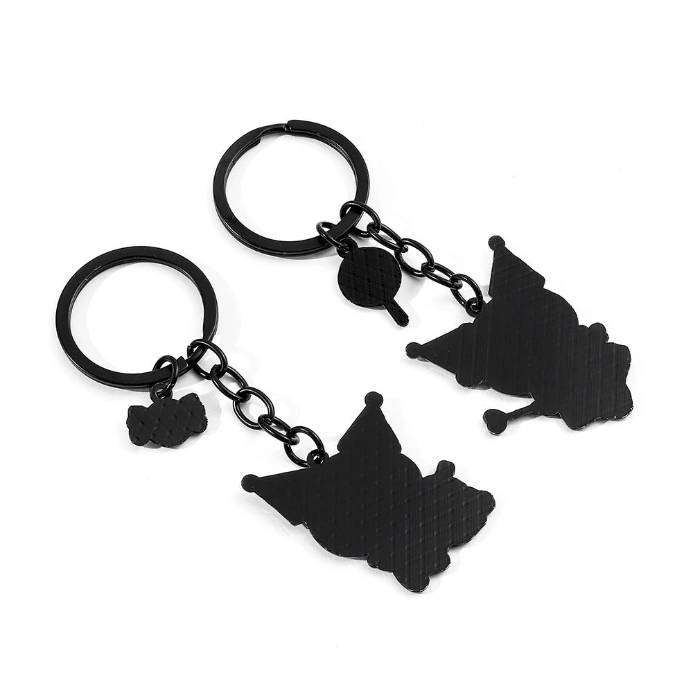 Kawaii Sanrio Keychain Plush Anime Kuromi Key Chains for Backpack Metal Key Ring for Keys Cartoon Doll Boy Girl Toy Gift