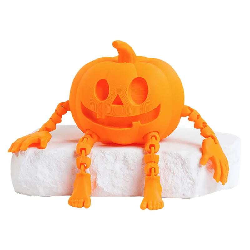 Fun 3D Printed Halloween Pumpkin Man Movable Joints Cute Creative Desk Decor Office Decoration Party Prop, Unique Gift