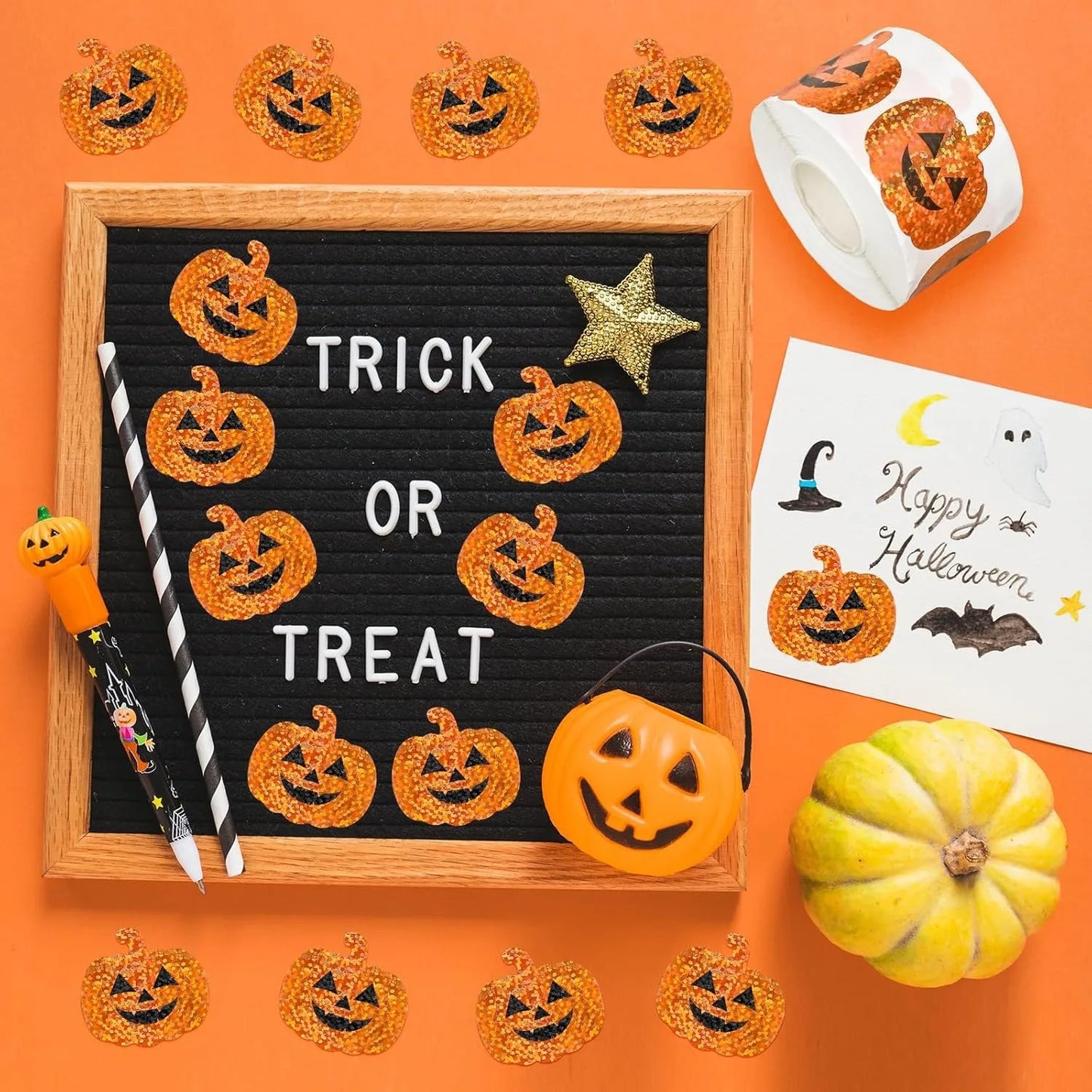 100-500pcs Cute Pumpkin Halloween Stickers Party Halloween Gift Wrapping Label Scrapbook Cartoon Rewards Stationery Stickers