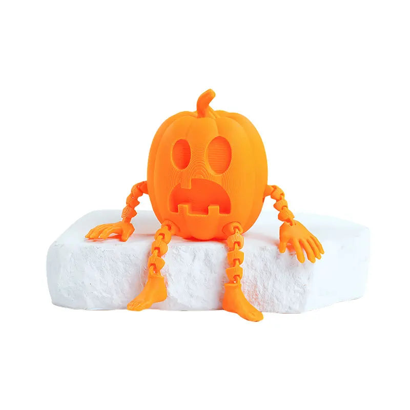 Fun 3D Printed Halloween Pumpkin Man Movable Joints Cute Creative Desk Decor Office Decoration Party Prop, Unique Gift