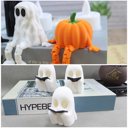 3D Printed Halloween Pumpkin Figurine Sitting Desktop Decorations Creative Party Gift Ornaments for Autumn Festivities