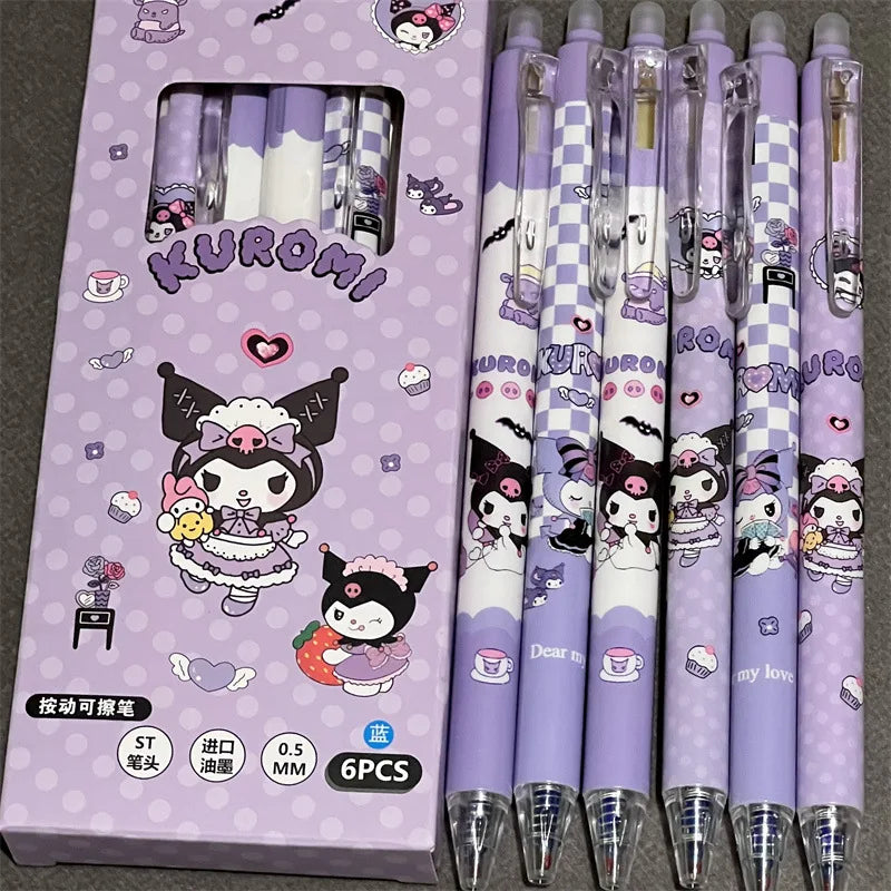 Sanrio Kuromi Press Erasable Pen Elementary School Student Moyi Wipe Cute High Beauty Kuromi Neutral Pen 0.5 Black Blue Pen