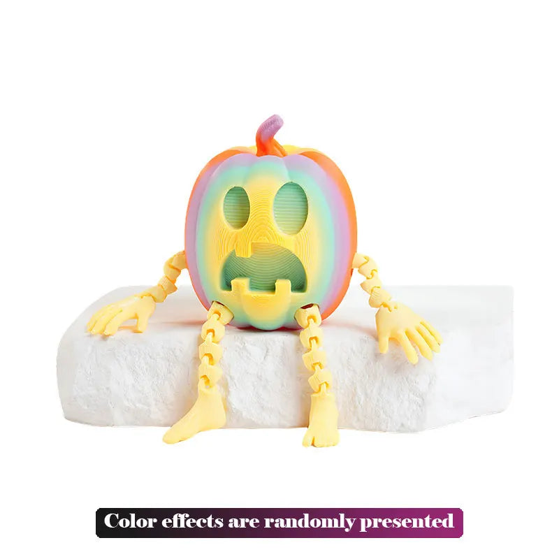Fun 3D Printed Halloween Pumpkin Man Movable Joints Cute Creative Desk Decor Office Decoration Party Prop, Unique Gift