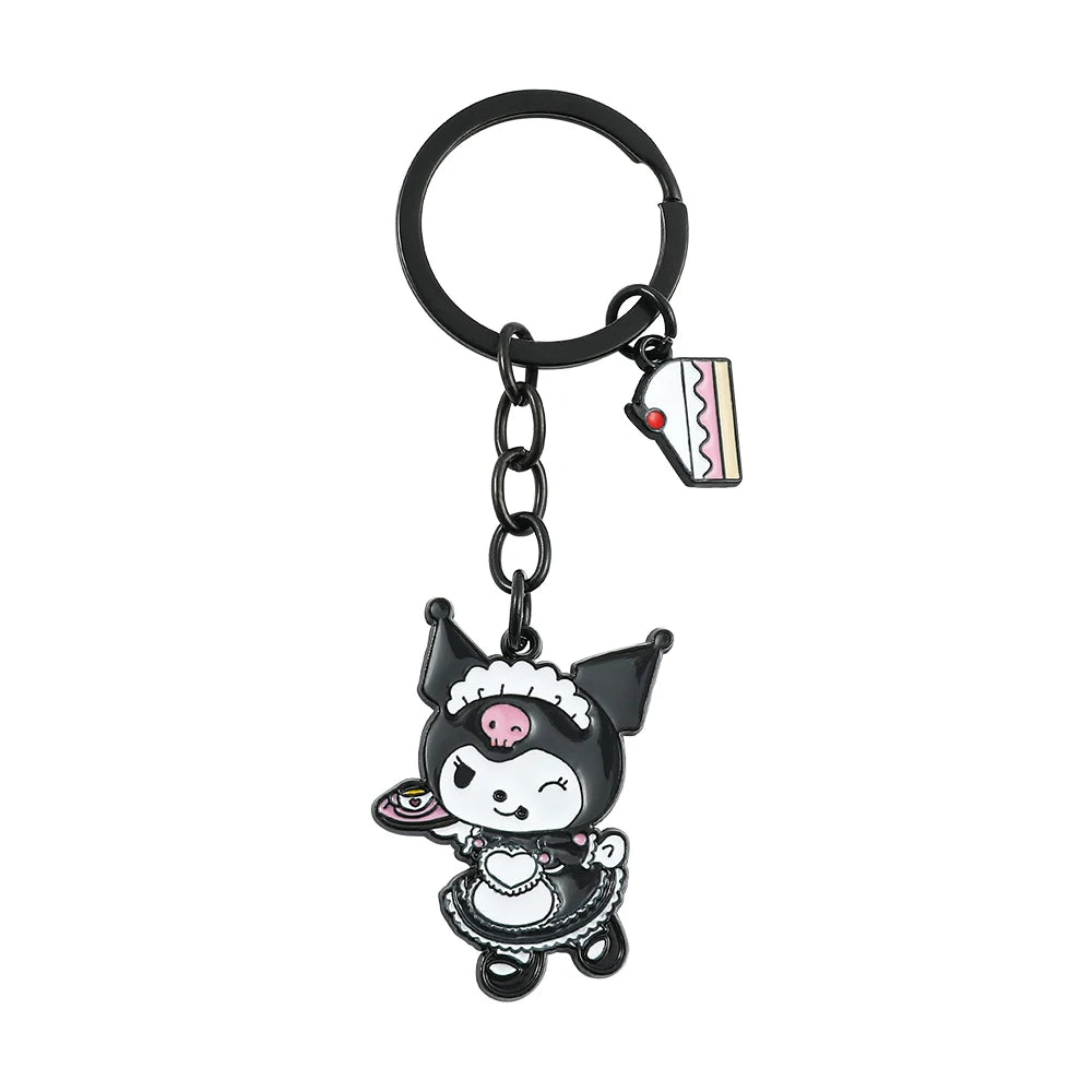Kawaii Sanrio Keychain Plush Anime Kuromi Key Chains for Backpack Metal Key Ring for Keys Cartoon Doll Boy Girl Toy Gift