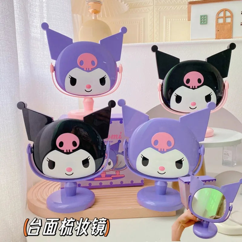 MINISO Hello Kitty My Melody Kuromi Cartoon Desktop Mirror Cute Kawaii Cosmetic Mirror Cute Ornament Shape Single-Way Mirror