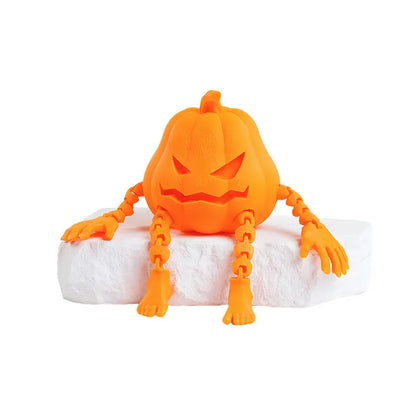 Fun 3D Printed Halloween Pumpkin Man Movable Joints Cute Creative Desk Decor Office Decoration Party Prop, Unique Gift