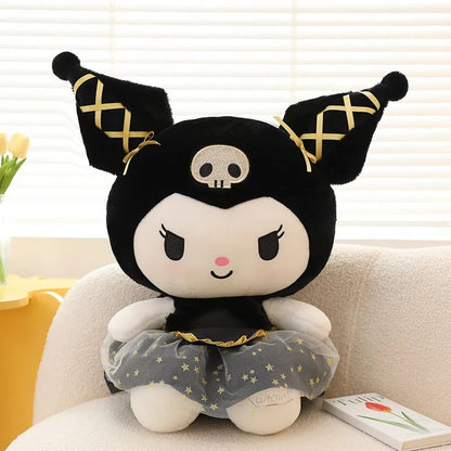 Cartoon Cute Plush Dolls Sanrioed Black Gold Kuromi Hello Kitty Plush Toy New Black Gold Kt Wedding Doll Gifts Kids Birthday