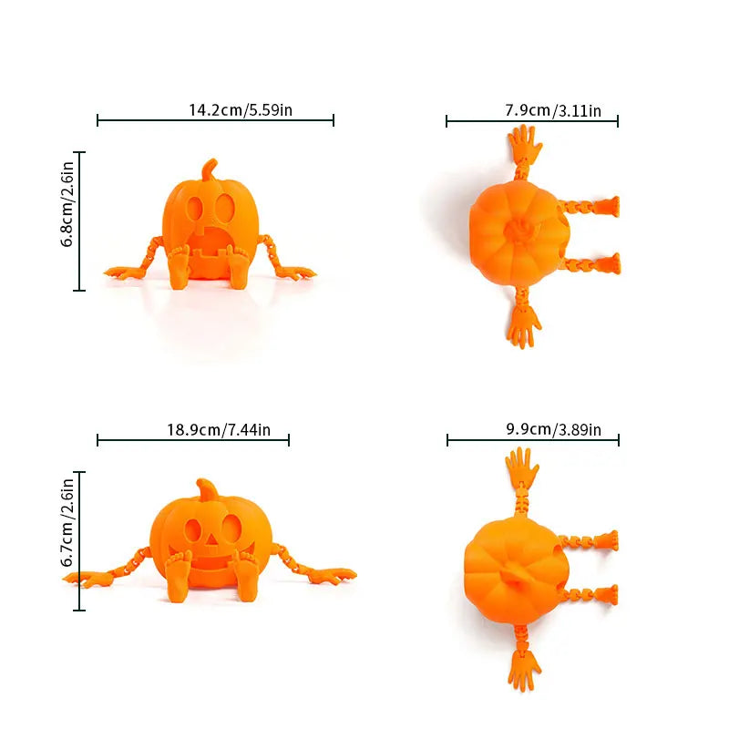 Fun 3D Printed Halloween Pumpkin Man Movable Joints Cute Creative Desk Decor Office Decoration Party Prop, Unique Gift