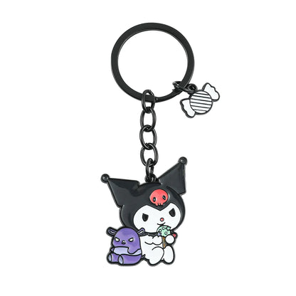 Kawaii Sanrio Keychain Plush Anime Kuromi Key Chains for Backpack Metal Key Ring for Keys Cartoon Doll Boy Girl Toy Gift