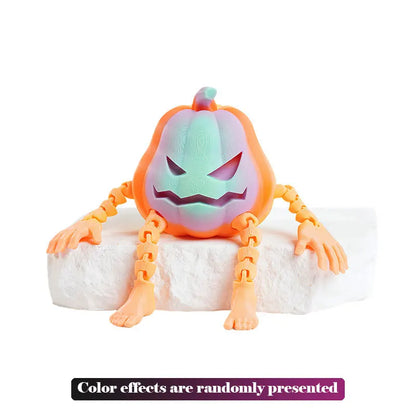 Fun 3D Printed Halloween Pumpkin Man Movable Joints Cute Creative Desk Decor Office Decoration Party Prop, Unique Gift