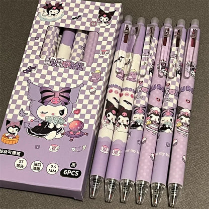 Sanrio Kuromi Press Erasable Pen Elementary School Student Moyi Wipe Cute High Beauty Kuromi Neutral Pen 0.5 Black Blue Pen