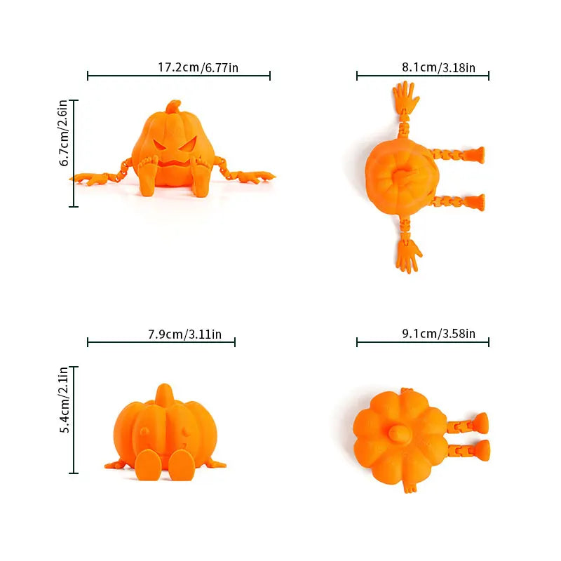 Fun 3D Printed Halloween Pumpkin Man Movable Joints Cute Creative Desk Decor Office Decoration Party Prop, Unique Gift