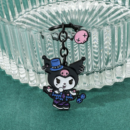Kawaii Sanrio Keychain Plush Anime Kuromi Key Chains for Backpack Metal Key Ring for Keys Cartoon Doll Boy Girl Toy Gift