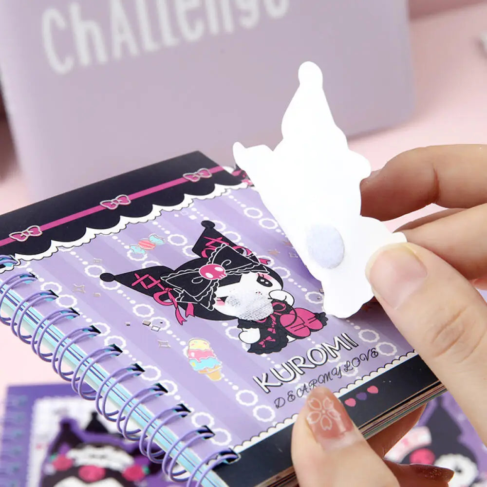Random One Sanrio Kuromi Coil Notebook Cartoon Colour Printing Notebook Notepad Portable Magnetic Buckle Notebooks Stationery