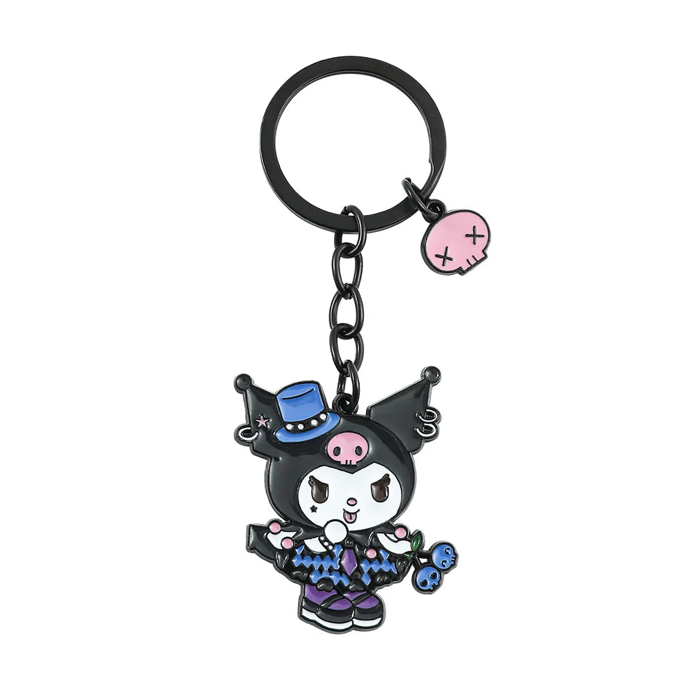 Kawaii Sanrio Keychain Plush Anime Kuromi Key Chains for Backpack Metal Key Ring for Keys Cartoon Doll Boy Girl Toy Gift
