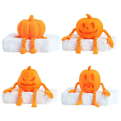 Fun 3D Printed Halloween Pumpkin Man Movable Joints Cute Creative Desk Decor Office Decoration Party Prop, Unique Gift