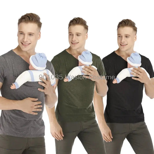 Safety Kangaroo Pocket T-Shirt Baby Carrier Pregnancy Top Clothes Summer Mother Father Soft Feeding Polyester T Shirt upscaleclicks