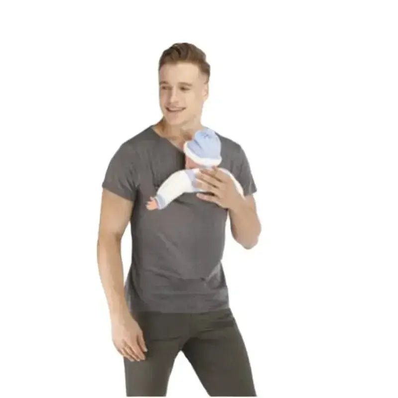 Safety Kangaroo Pocket T-Shirt Baby Carrier Pregnancy Top Clothes Summer Mother Father Soft Feeding Polyester T Shirt upscaleclicks
