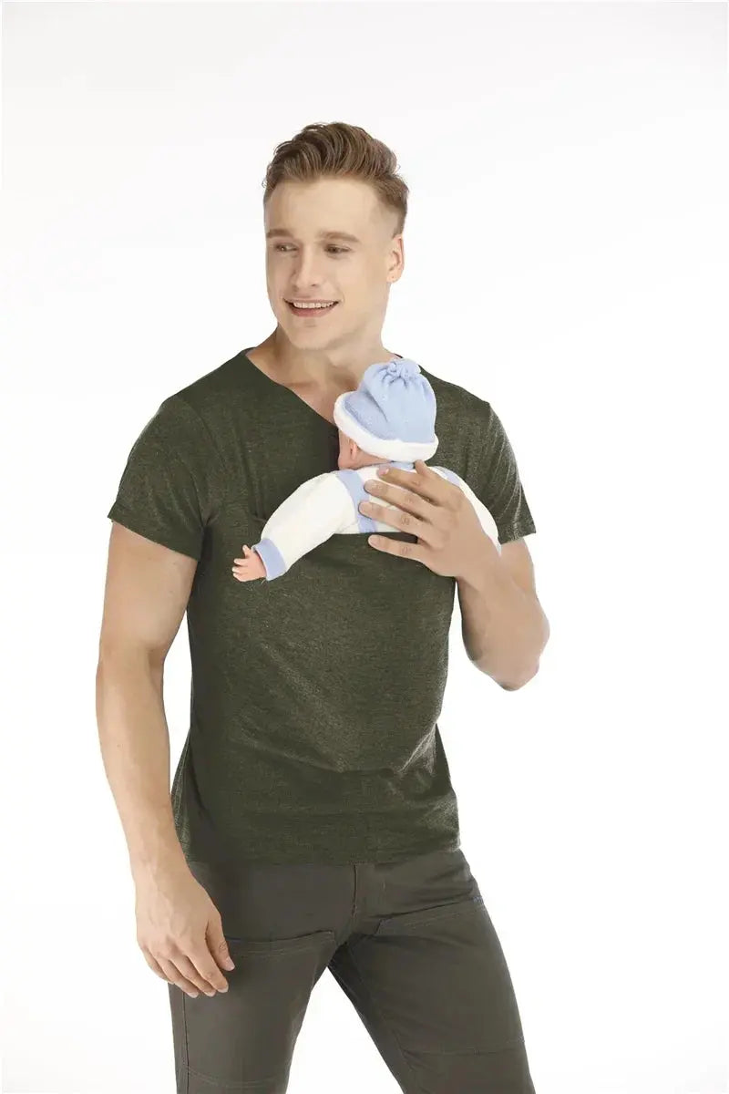 Safety Kangaroo Pocket T-Shirt Baby Carrier Pregnancy Top Clothes Summer Mother Father Soft Feeding Polyester T Shirt upscaleclicks