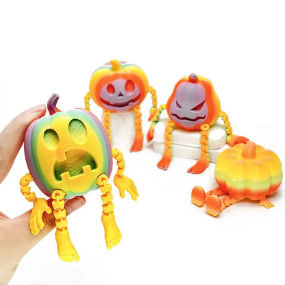 Fun 3D Printed Halloween Pumpkin Man Movable Joints Cute Creative Desk Decor Office Decoration Party Prop, Unique Gift