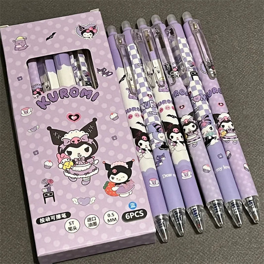 Sanrio Kuromi Press Erasable Pen Elementary School Student Moyi Wipe Cute High Beauty Kuromi Neutral Pen 0.5 Black Blue Pen