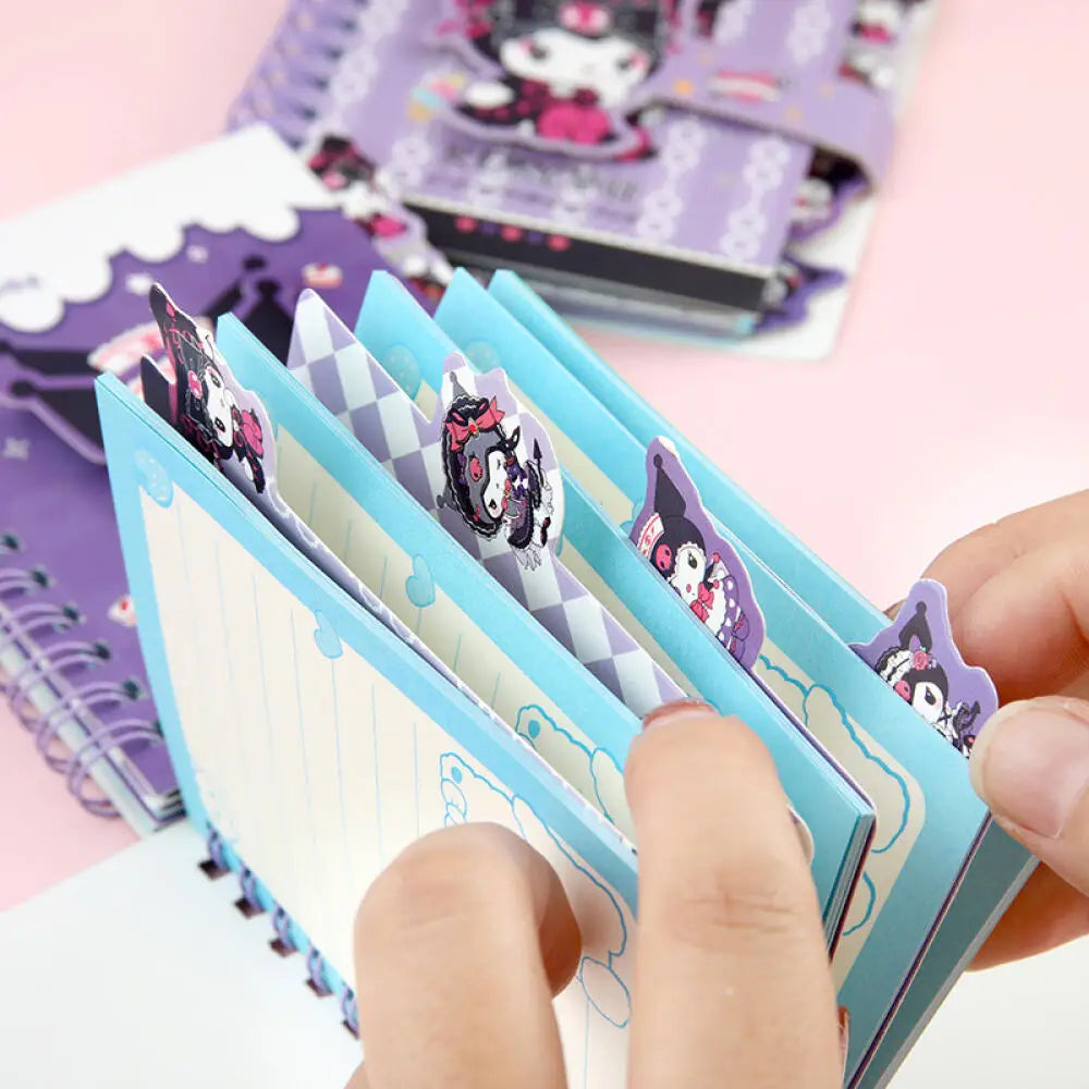 Random One Sanrio Kuromi Coil Notebook Cartoon Colour Printing Notebook Notepad Portable Magnetic Buckle Notebooks Stationery
