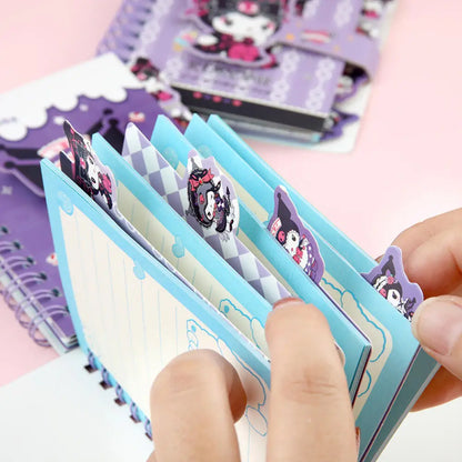 Random One Sanrio Kuromi Coil Notebook Cartoon Colour Printing Notebook Notepad Portable Magnetic Buckle Notebooks Stationery