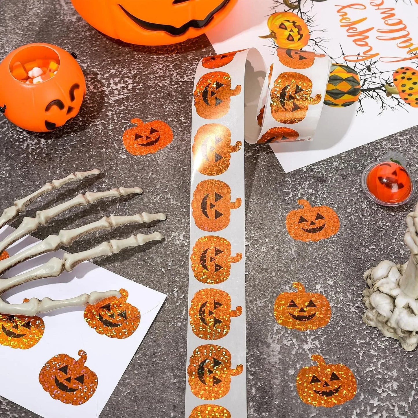 100-500pcs Cute Pumpkin Halloween Stickers Party Halloween Gift Wrapping Label Scrapbook Cartoon Rewards Stationery Stickers