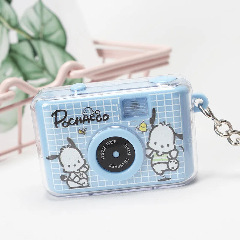 Sanrio Kawaii Keychain Cute Cartoon My Melody Kuromi Cinnamoroll Key Ring Camera Pendant LED Lighting Ornaments Jewelry Gifts