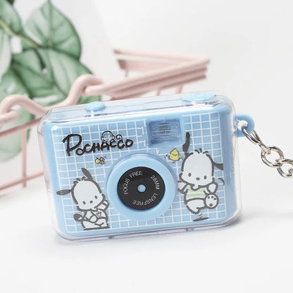 Sanrio Kawaii Keychain Cute Cartoon My Melody Kuromi Cinnamoroll Key Ring Camera Pendant LED Lighting Ornaments Jewelry Gifts