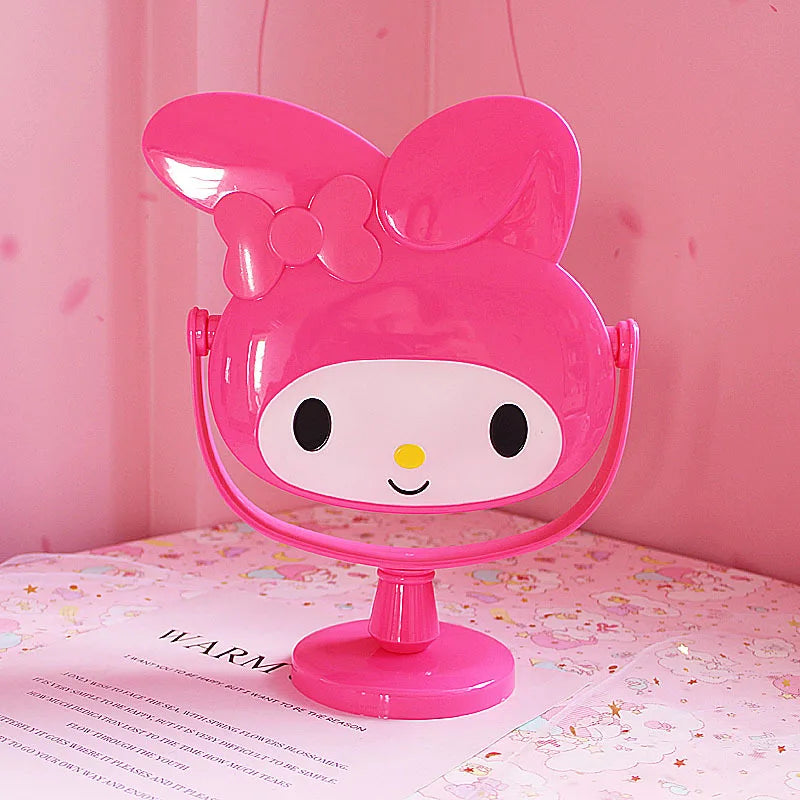 MINISO Hello Kitty My Melody Kuromi Cartoon Desktop Mirror Cute Kawaii Cosmetic Mirror Cute Ornament Shape Single-Way Mirror