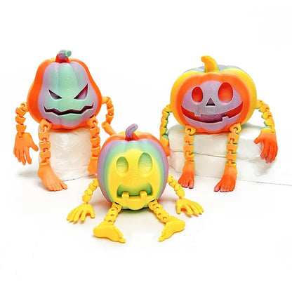 Fun 3D Printed Halloween Pumpkin Man Movable Joints Cute Creative Desk Decor Office Decoration Party Prop, Unique Gift