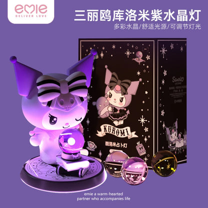 2025 New Sanrio Kuromi Purple Crystal Night Lamp Anime Kuromi Divination Series Night Lamp Desktop Ornaments Girls Birthday Gift