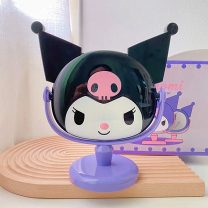 MINISO Hello Kitty My Melody Kuromi Cartoon Desktop Mirror Cute Kawaii Cosmetic Mirror Cute Ornament Shape Single-Way Mirror