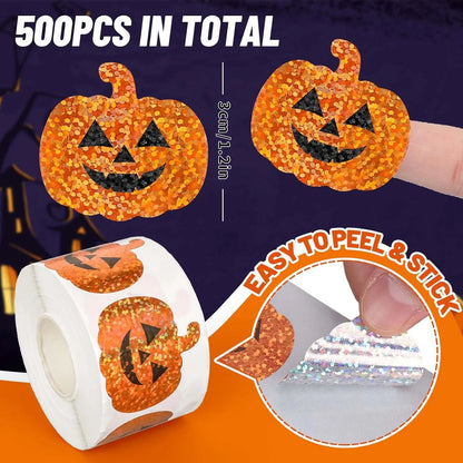 100-500pcs Cute Pumpkin Halloween Stickers Party Halloween Gift Wrapping Label Scrapbook Cartoon Rewards Stationery Stickers