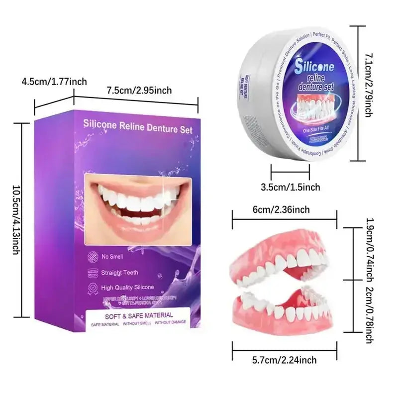 Silicone Denture Set Fit Temporary Orthodontic Teeth Dentures Fake Tooth Oral Hygiene Care Whitening Dentures Simulation Braces upscaleclicks