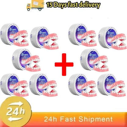 Silicone Denture Set Fit Temporary Orthodontic Teeth Dentures Fake Tooth Oral Hygiene Care Whitening Dentures Simulation Braces upscaleclicks