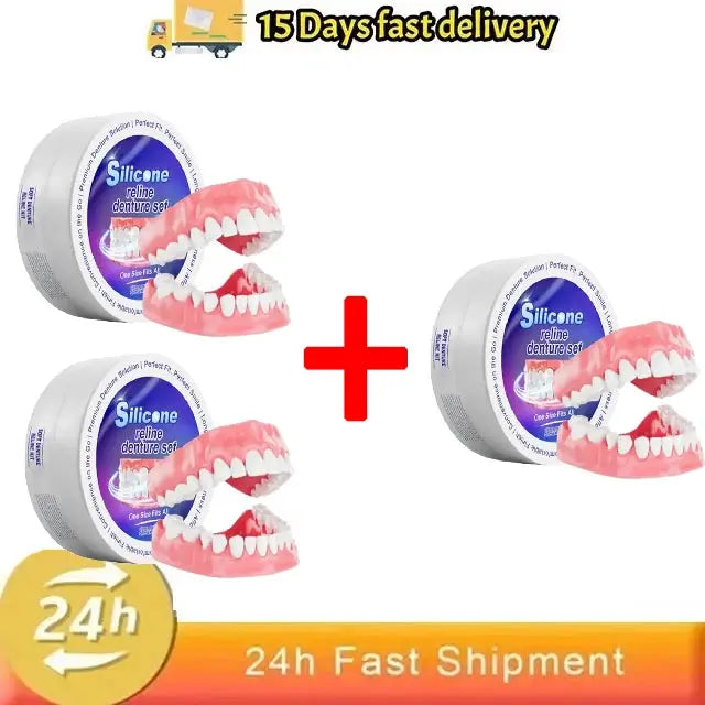 Silicone Denture Set Fit Temporary Orthodontic Teeth Dentures Fake Tooth Oral Hygiene Care Whitening Dentures Simulation Braces upscaleclicks