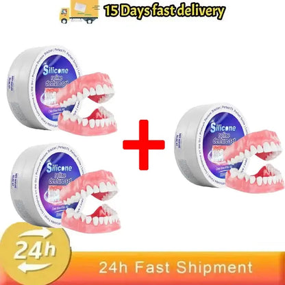 Silicone Denture Set Fit Temporary Orthodontic Teeth Dentures Fake Tooth Oral Hygiene Care Whitening Dentures Simulation Braces upscaleclicks